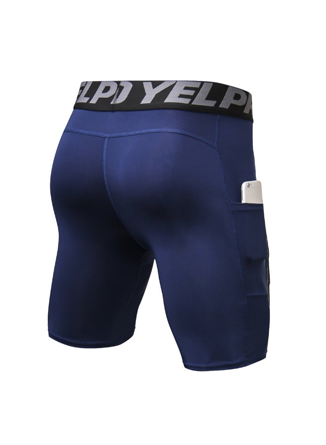 3-Piece Compression Side Pocket Workout Shorts Set Ink Black/Grey/Dark Blue - Image 2