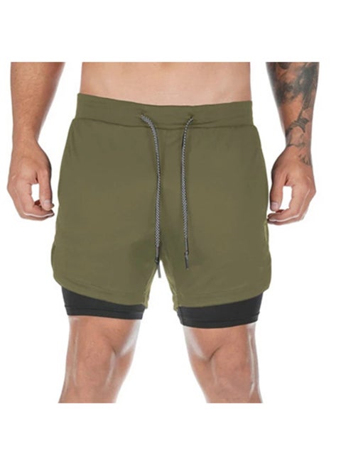 Pockets Towel Loop Gym Shorts Army Green