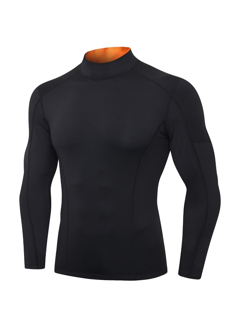 تيشيرت مضغوط بأكمام طويلة أسود - Image 1