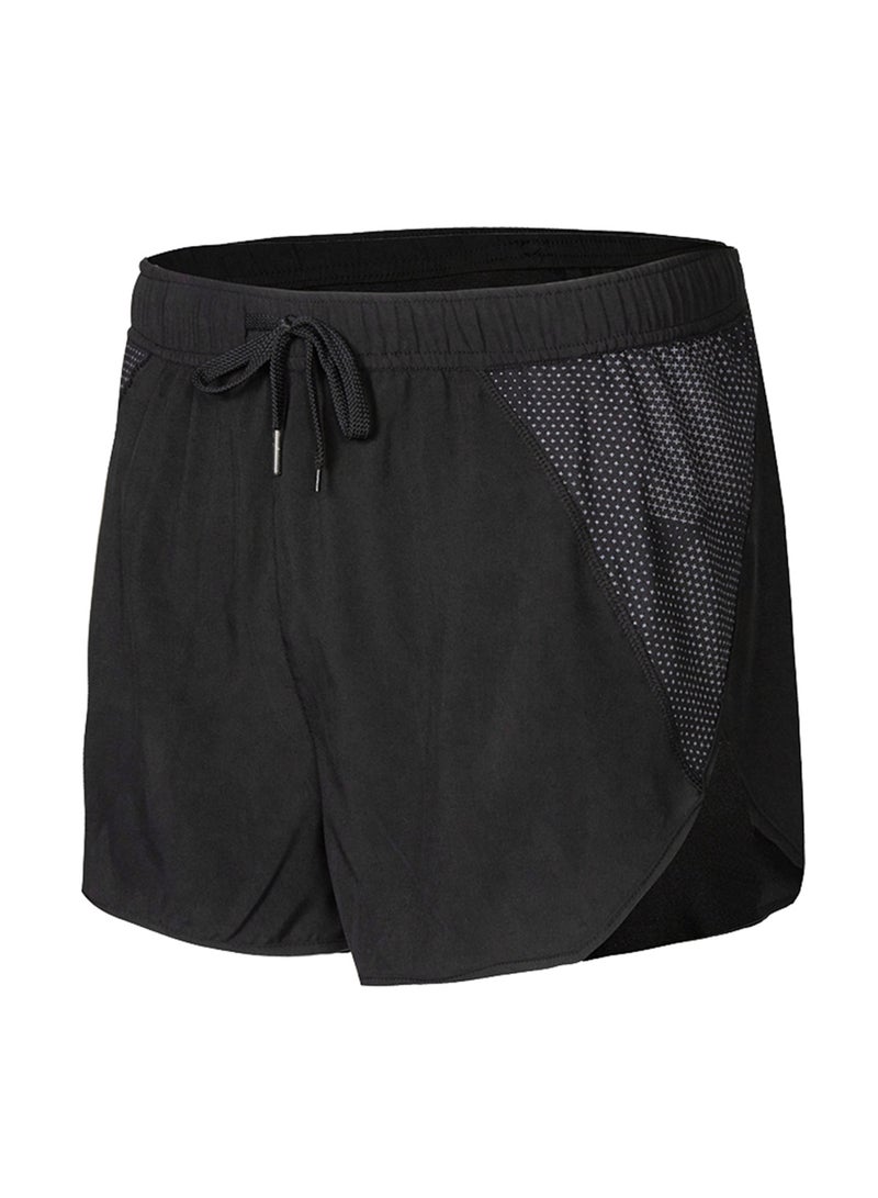 Sports Breathable Side Split Pocket Shorts Black - Image 1