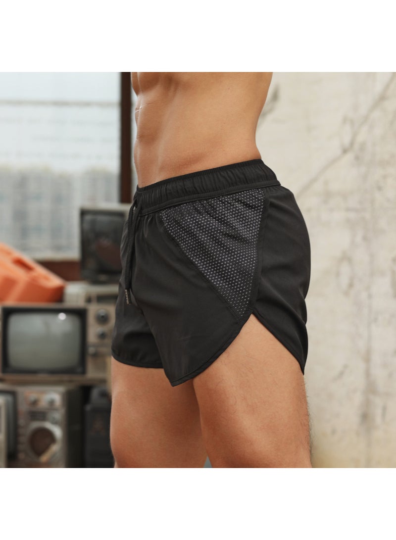 Sports Breathable Side Split Pocket Shorts Black - Image 4