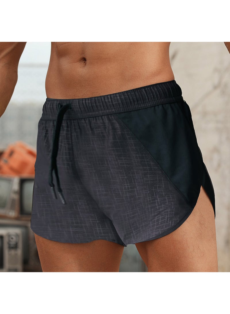Sports Breathable Side Split Pocket Shorts Black - Image 2