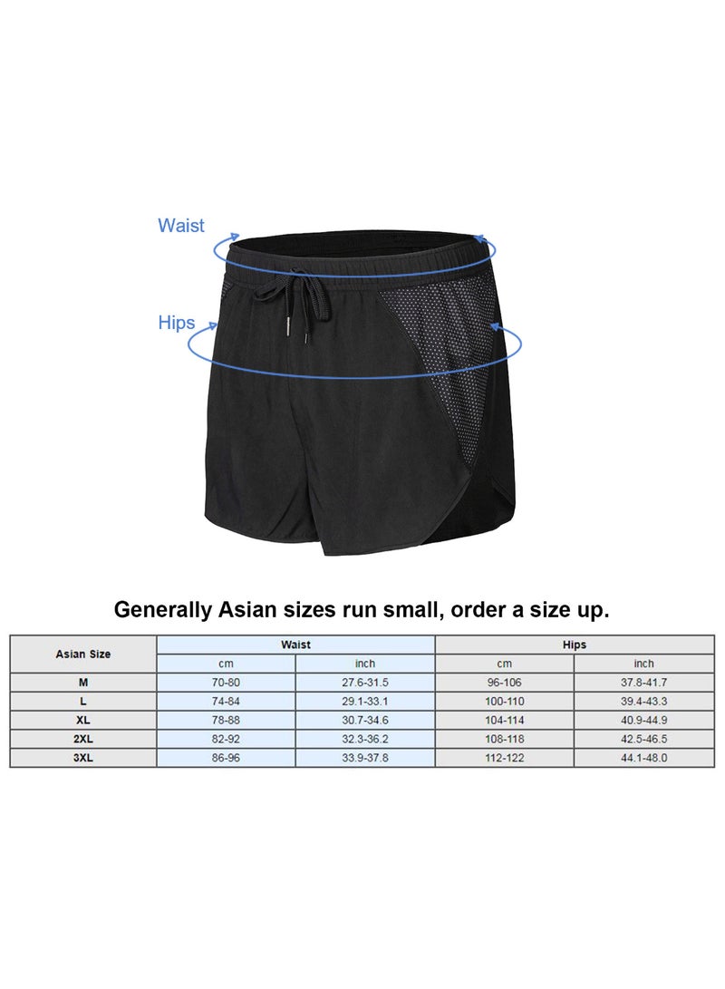 Sports Breathable Side Split Pocket Shorts Black - Image 3