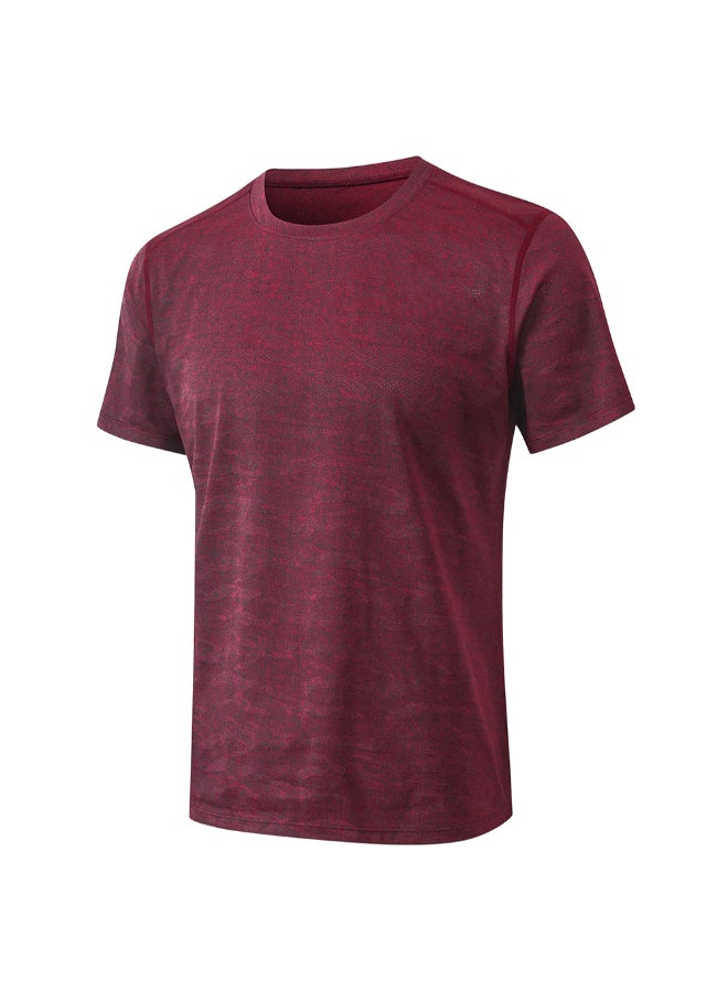 Performance Sports Round Neck T-Shirt Burgundy  - Image 1