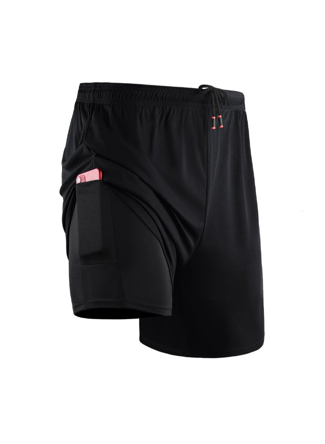 Generic - 2-In-1 Sports Training Shorts Black - Image 1