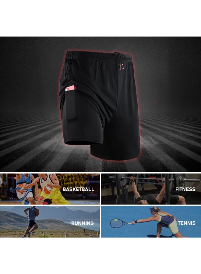 Generic - 2-In-1 Sports Training Shorts Black - Image 1