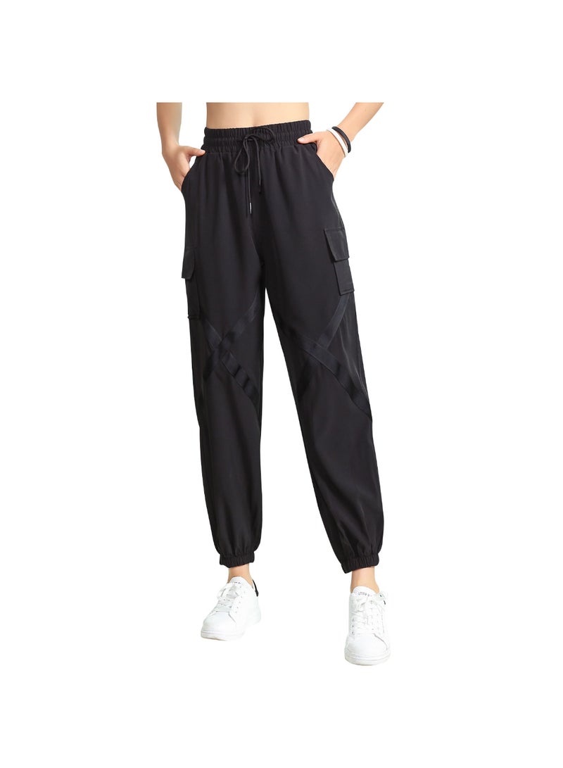 Elastic Moisture-Wicking Baggy Pants Black  - Image 1