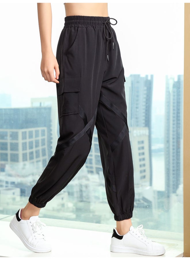 Elastic Moisture-Wicking Baggy Pants Black  - Image 5