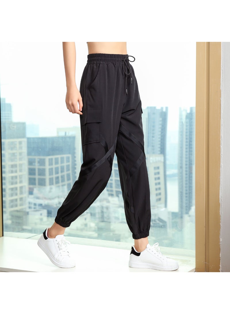 Elastic Moisture-Wicking Baggy Pants Black  - Image 4
