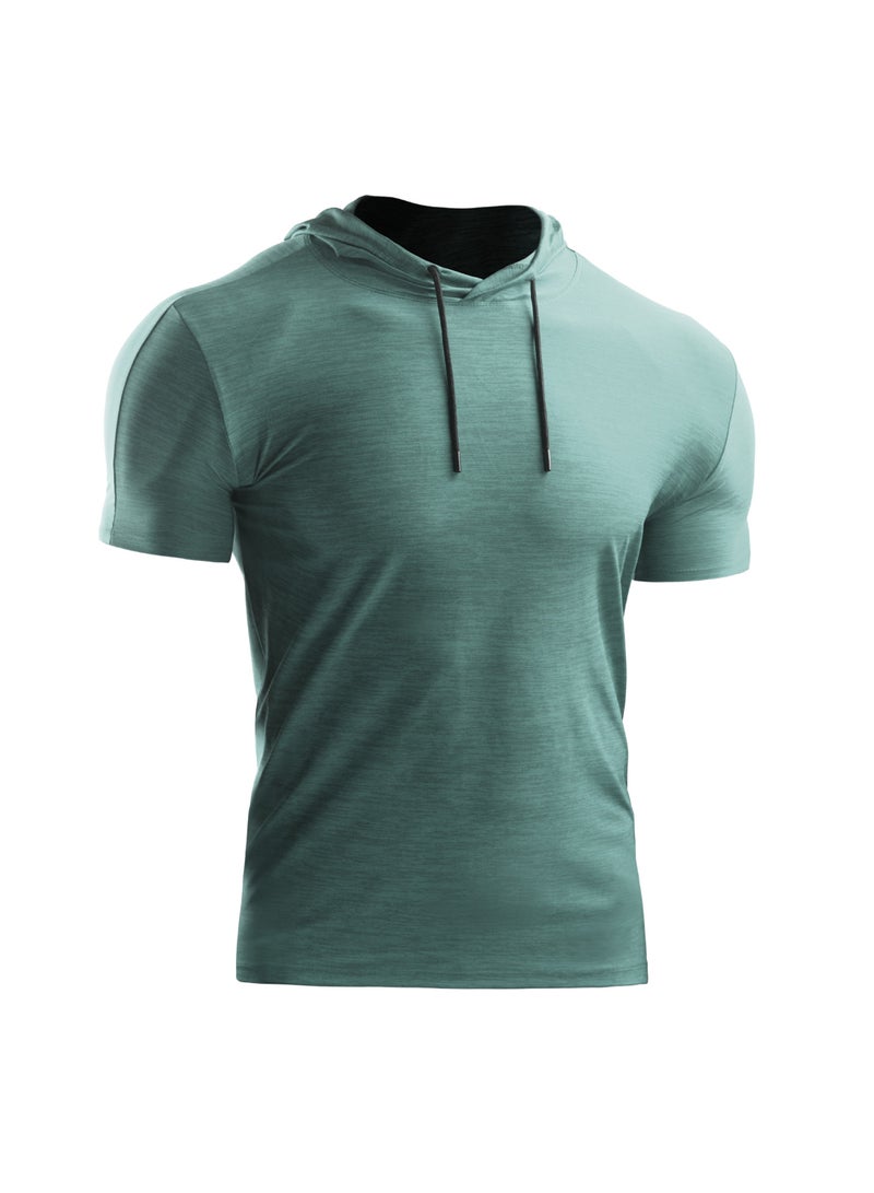 تيشيرت رياضي بغطاء للرأس اخضر فاتح - Image 1