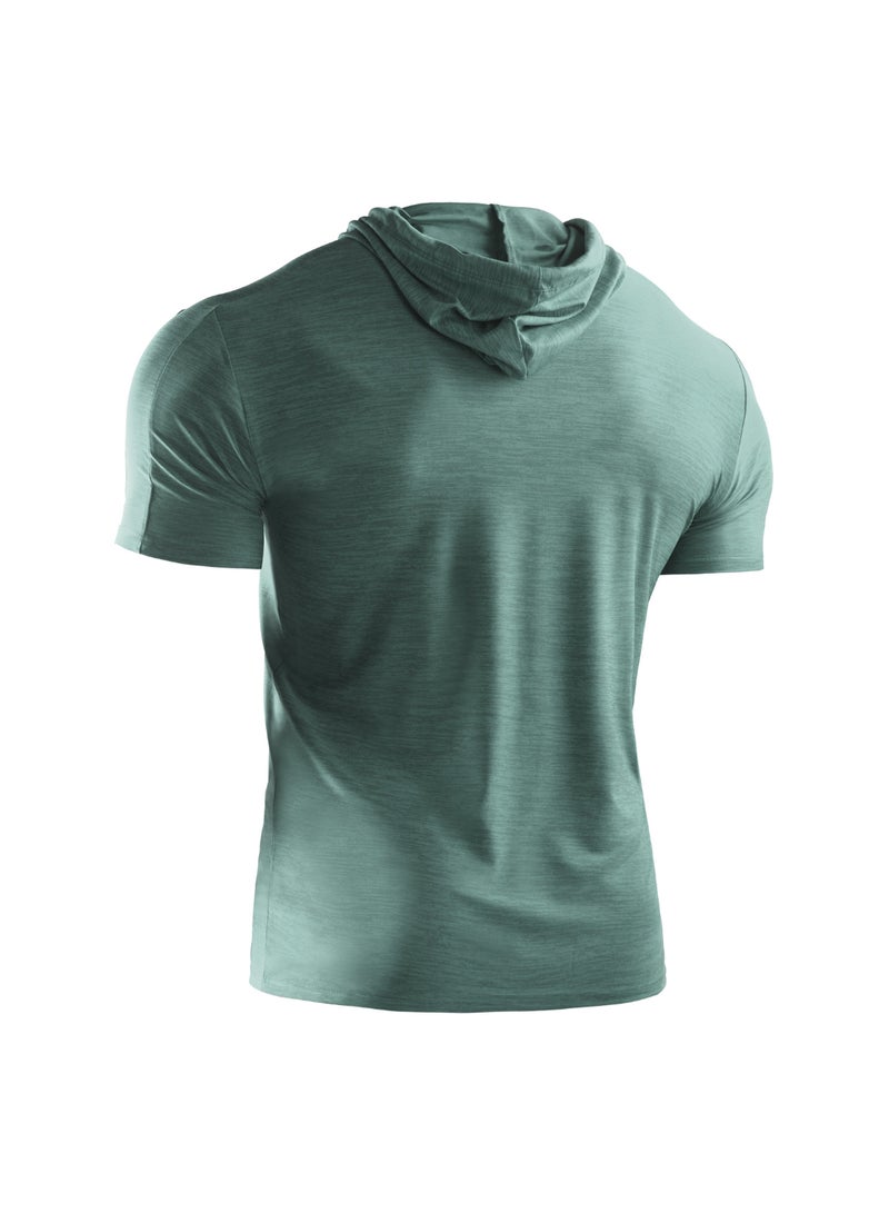 تيشيرت رياضي بغطاء للرأس اخضر فاتح - Image 2