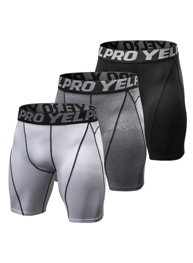Generic - 3-Piece Compression Side Pocket Workout Shorts Set Burgundy - Image 1