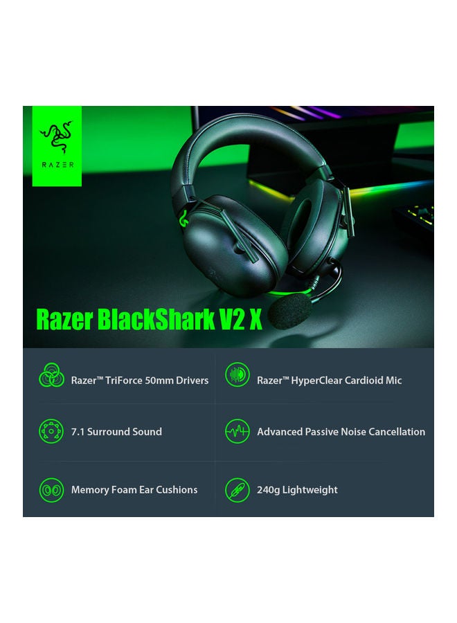 Razer BlackShark V2 X Gaming Headset: 7.1 Surround Sound, 50mm Drivers, Memory Foam Cushion, for PC, PS4, PS5, Switch, Xbox One, Xbox Series X|S, Mobile, 3.5mm Audio Jack, Classic Black - v1616936730/N45817333A_3