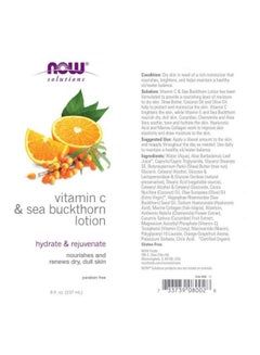 Now Foods Vitamin C And Sea Buckthorn Body Lotion 237ml  - Image 3