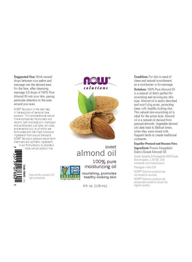 Now Foods Moisturizing Almond Nut Oil 118ml  - Image 3