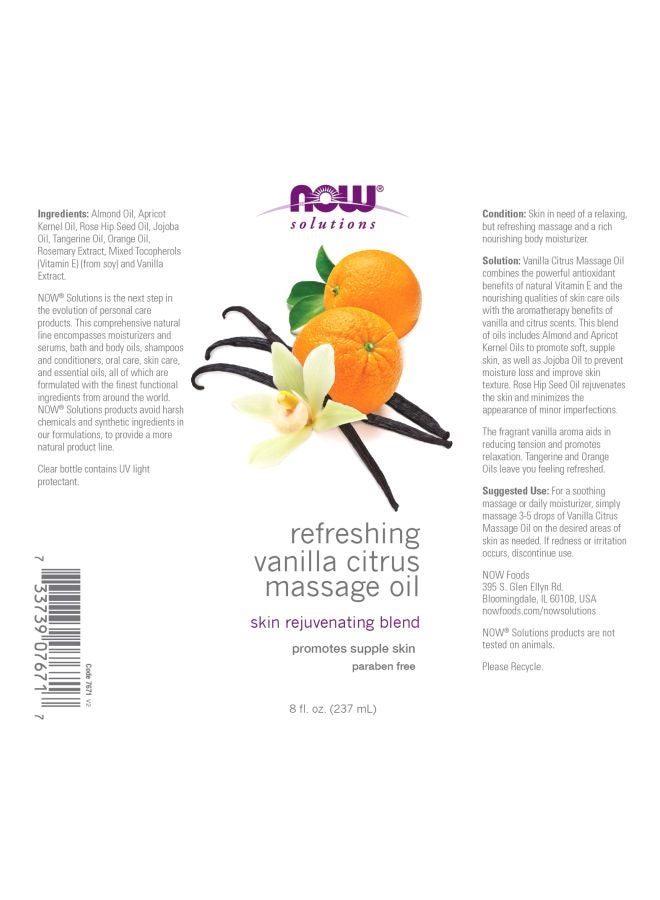Now Foods Vanilla Citrus Body Massage Oil 237ml  - Image 3