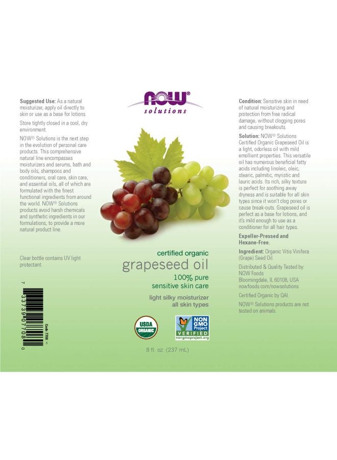 Now Foods - Grapeseed Skin Care Oil 473ml - Image 1