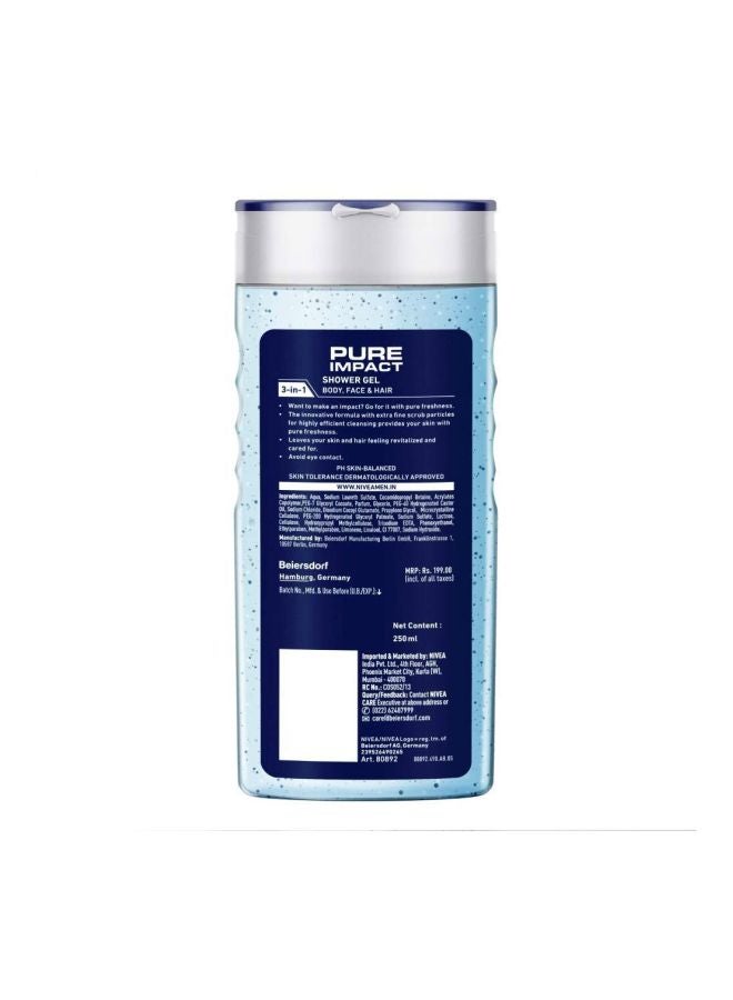 Nivea Pure Impact Shower gel 250ml Pack of 3 3x250ml - Image 2