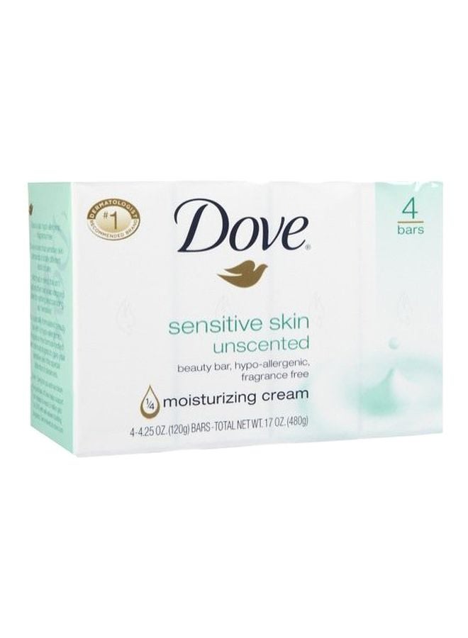 دوف مجموعة صابون تجميلي للبشرة الحساسة من 4 قطع أبيض - Image 1