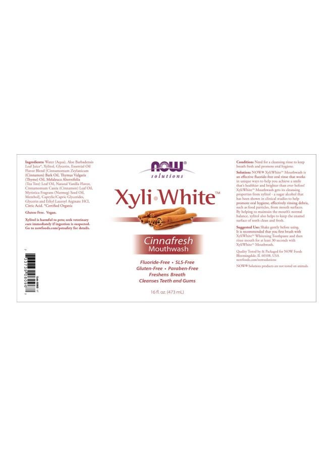 Now Foods Xyli White Cinnafresh Mouthwash 473ml - Image 3