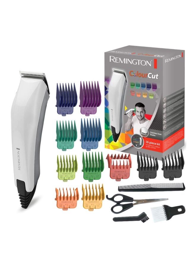 REMINGTON - 16-Piece Electric Colour Cut Hair Clipper White/Black/Green - Image 1