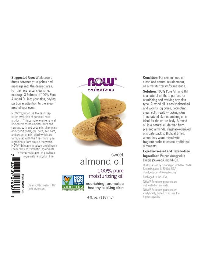 Now Foods Sweet Almond Oil 118ml  - Image 3