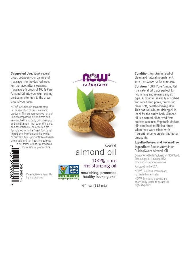 Now Foods - Sweet Almond Oil 118ml - Image 1