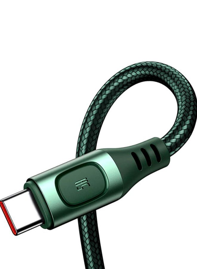 Baseus USB A to Type C 5A Fast Charging Cable Flash Series Zinc Alloy Data Cable Premium Nylon Braided USB Cable Compatible for Samsung Galaxy, Nintendo Switch, Huawei Mate Book X Pro iPad mini 6 etc. 1Meter Green - Image 3