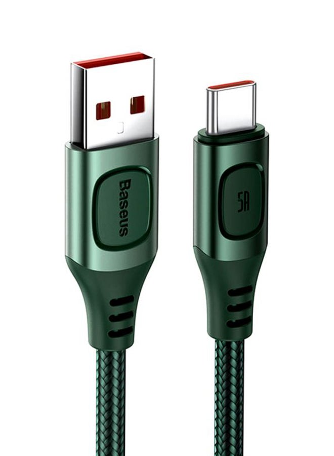 Baseus USB A to Type C 5A Fast Charging Cable Flash Series Zinc Alloy Data Cable Premium Nylon Braided USB Cable Compatible for Samsung Galaxy, Nintendo Switch, Huawei Mate Book X Pro iPad mini 6 etc. 1Meter Green - Image 4