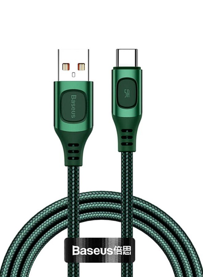 Baseus USB A to Type C 5A Fast Charging Cable Flash Series Zinc Alloy Data Cable Premium Nylon Braided USB Cable Compatible for Samsung Galaxy, Nintendo Switch, Huawei Mate Book X Pro iPad mini 6 etc. 1Meter Green - Image 1