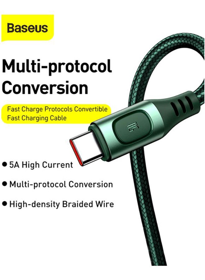 Baseus USB A to Type C 5A Fast Charging Cable Flash Series Zinc Alloy Data Cable Premium Nylon Braided USB Cable Compatible for Samsung Galaxy, Nintendo Switch, Huawei Mate Book X Pro iPad mini 6 etc. 1Meter Green - Image 5