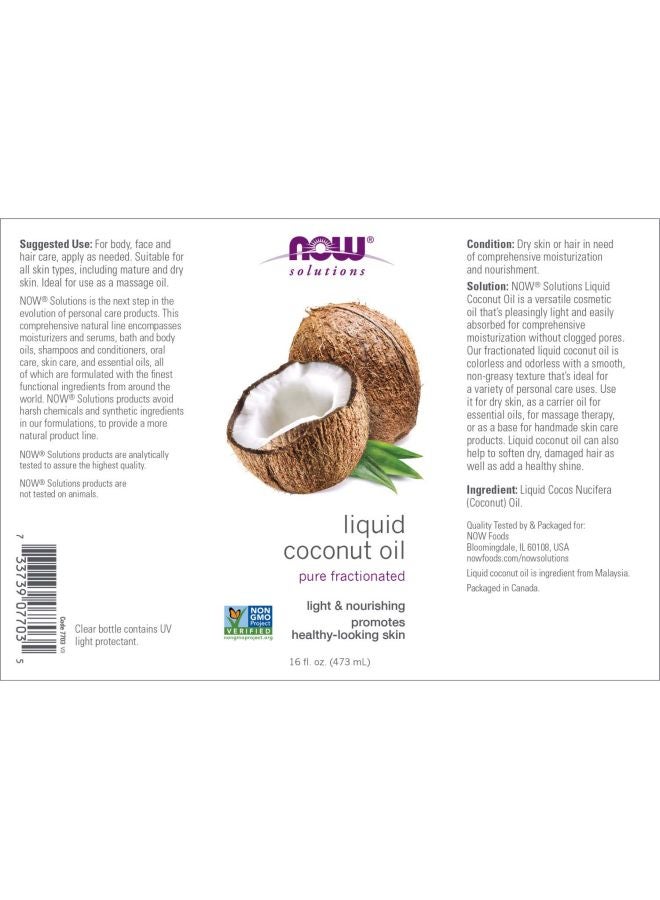 Now Foods - Pure Fractionated Liquid Coconut Oil 473ml - Image 1