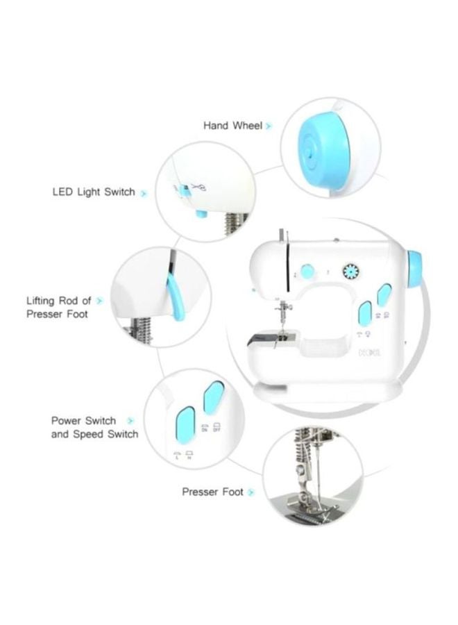 Decdeal Multifunctional Electric Sewing Machine With Extension Table H19676UK White/Blue - Image 5
