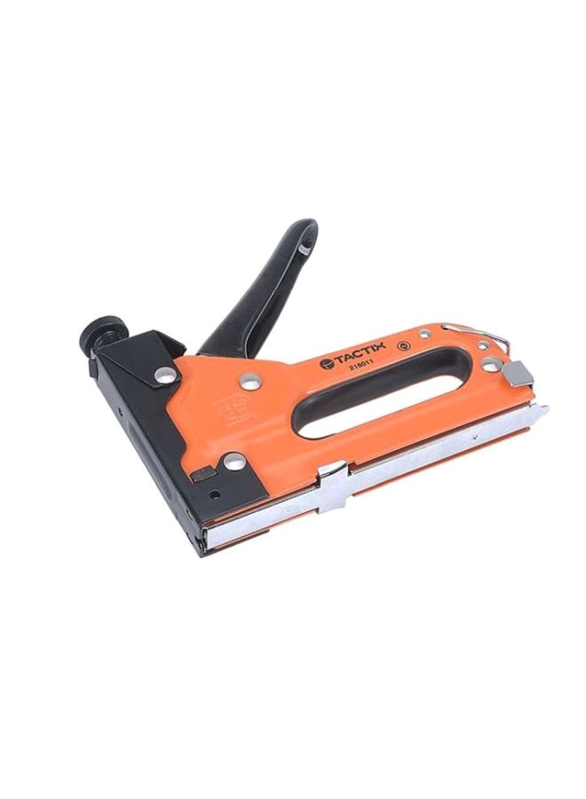 Tactix Tactix 3 in 1 Heavy Duty Staple Gun, Manual with Adjustable Power, Compatible with D, U, and T Staples for Upholstery, Decoration, Carpentry, Furniture, Ergonomic Handle, Black/Orange - 218011 Black/Orange 