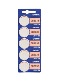 Sony 5-Piece CR2032 3V Lithium Batteries Set Silver 