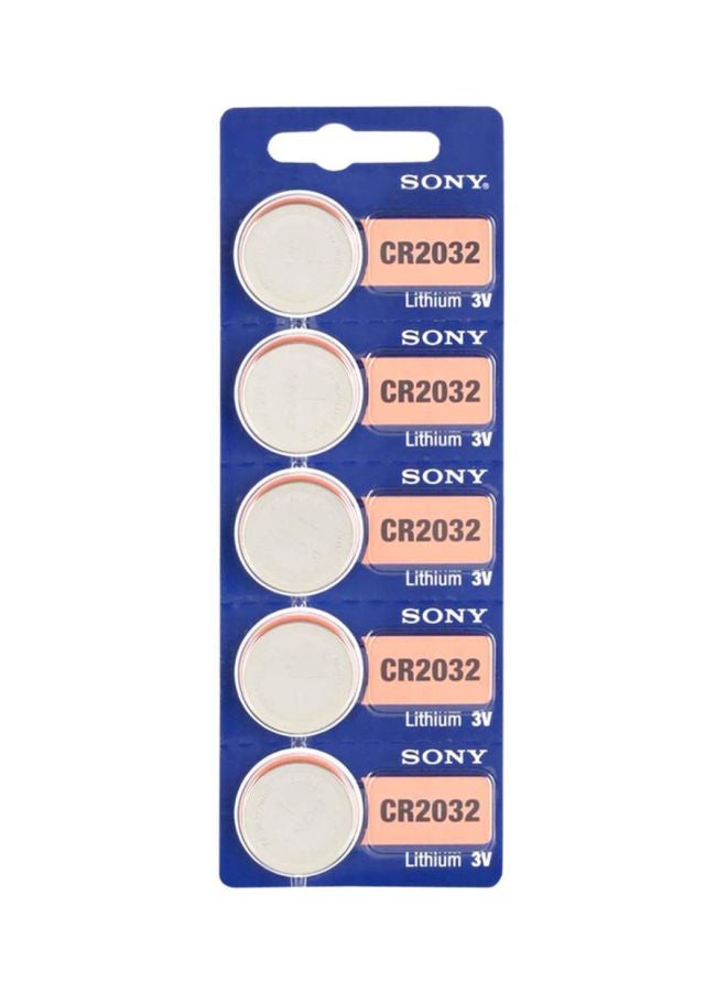 Sony - 5-Piece CR2032 3V Lithium Batteries Set Silver - Image 1