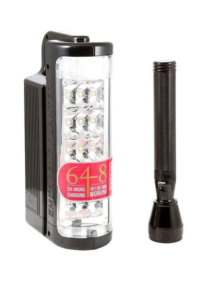 Sanford Rechargeable Emergency LED Lantern And Flashlight Set Black/Clear 28.2x22.6x11.2cm - Image 1
