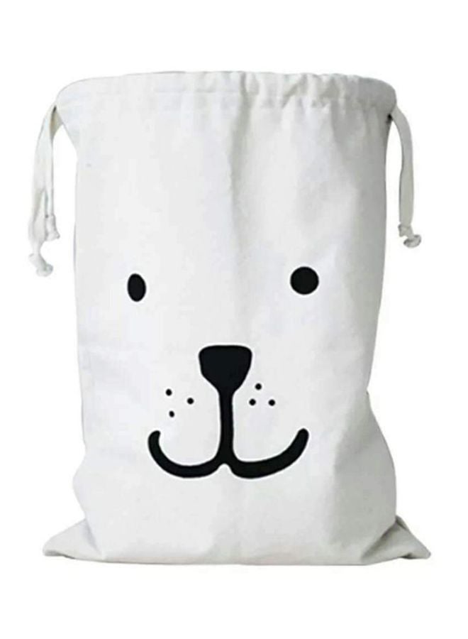 Cartoon Print Storage Drawstring Laundry Basket White 65x45centimeter