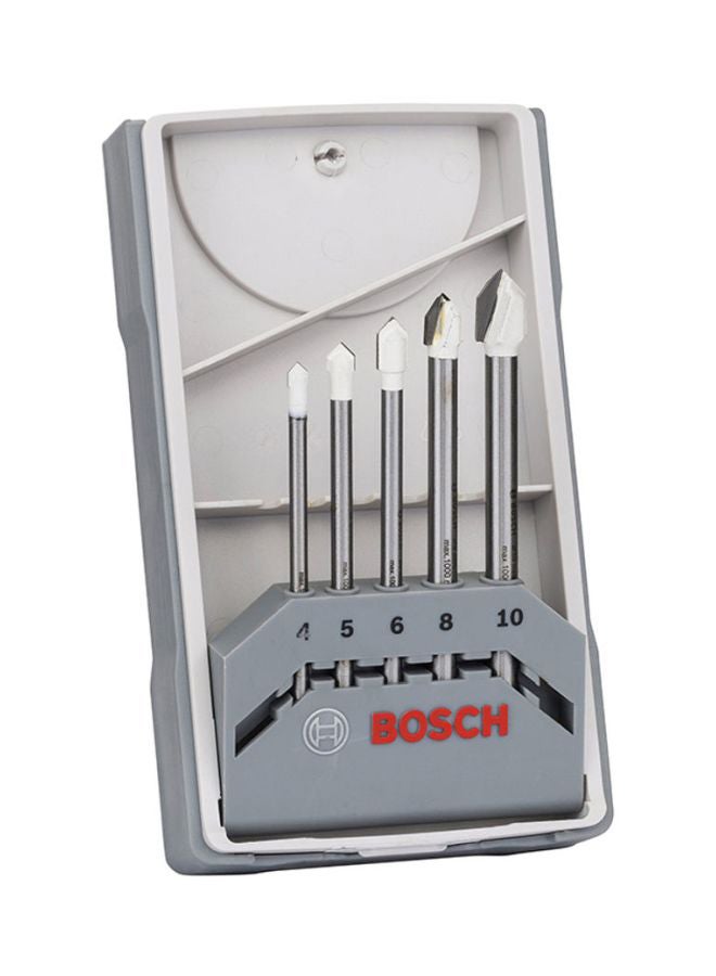 BOSCH 5-Piece CYL-9 Ceramic Tile Drill Bit Set Silver 4, 5, 6, 8, 10mm - Image 1