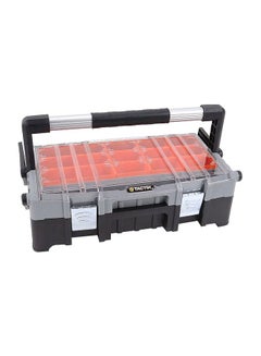 Tactix 22 Inches Portable Cantilever Tool Box Organizer, Removable Compartments, Aluminum Handle, Steel Latches, Size: 56W X 30.5 D X 16.5H Cm- 320300 Grey/Black 16x57x30.5cm  - Image 1
