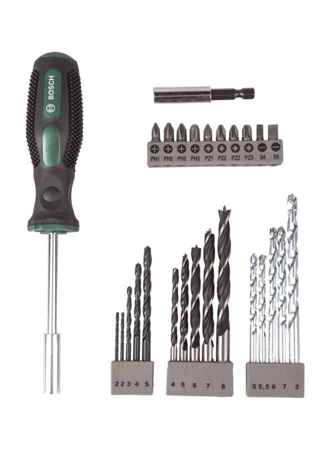 BOSCH 27-Piece Drill Bit With Accessories Set Black/Silver/Green - Image 1