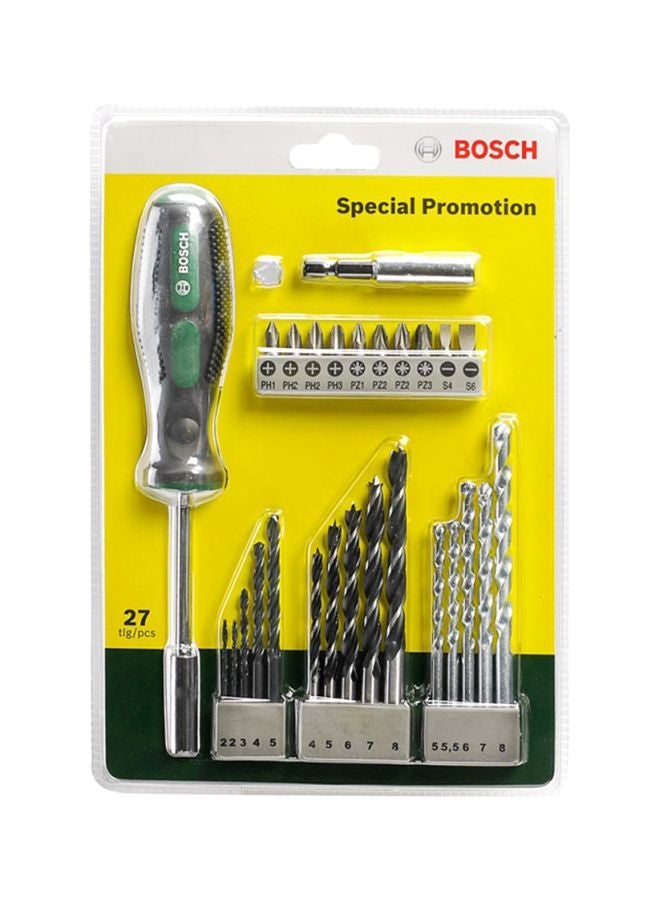 BOSCH 27-Piece Drill Bit With Accessories Set Black/Silver/Green - Image 2