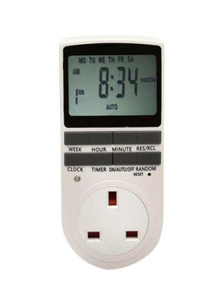12/24 Hour Programmable 230V LCD Digital Electronic Plug-In Timer White/Black - v1616937990/N19887292A_1