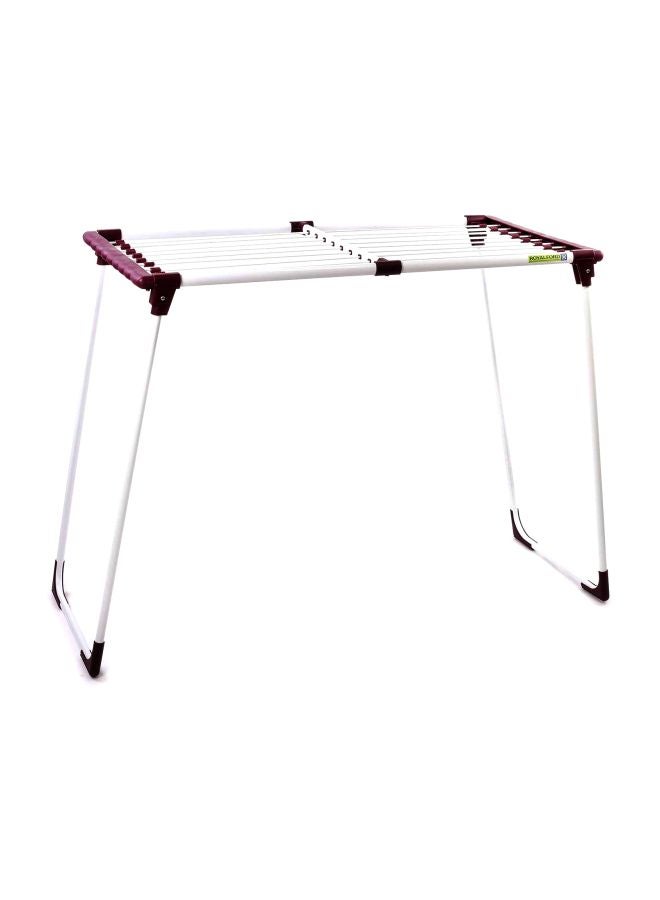 Royalford Stainless Steel Heavy Duty Foldable Cloth Rack White/Red 152x9x9cm  - Image 2