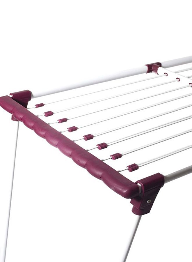 Royalford Stainless Steel Heavy Duty Foldable Cloth Rack White/Red 152x9x9cm  - Image 3