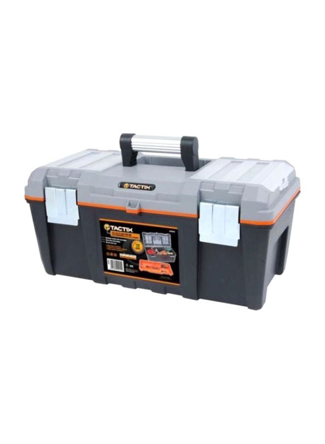 Tactix Tactix 21 Inches Plastic Tool Box With Lift Out Carry Tray, Portable, Durable, For Craft, Household, Size: 53.5W x 27.5D x 24.7H cm- 320316 Black/Grey 53.5x27.5x24.7cm  - Image 1