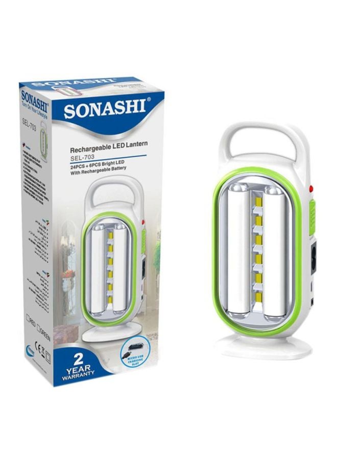 SONASHI Rechargeable Emergency Lantern with Bright LED Light  Buildin Battery  Charge Indicator with Continuous Working Time of 4 Hours  Travelfriendly with Handle  Perfect for Outings SEL-703 White/Green  - Image 5