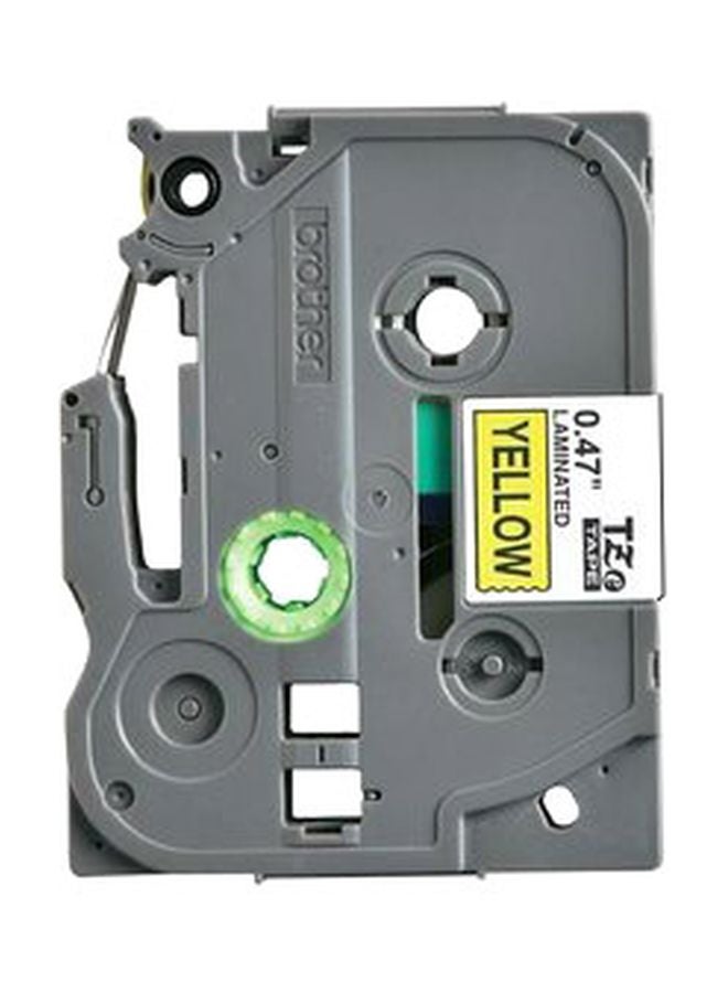 brother Black On White Laminated Tape Yellow/Black - Image 1