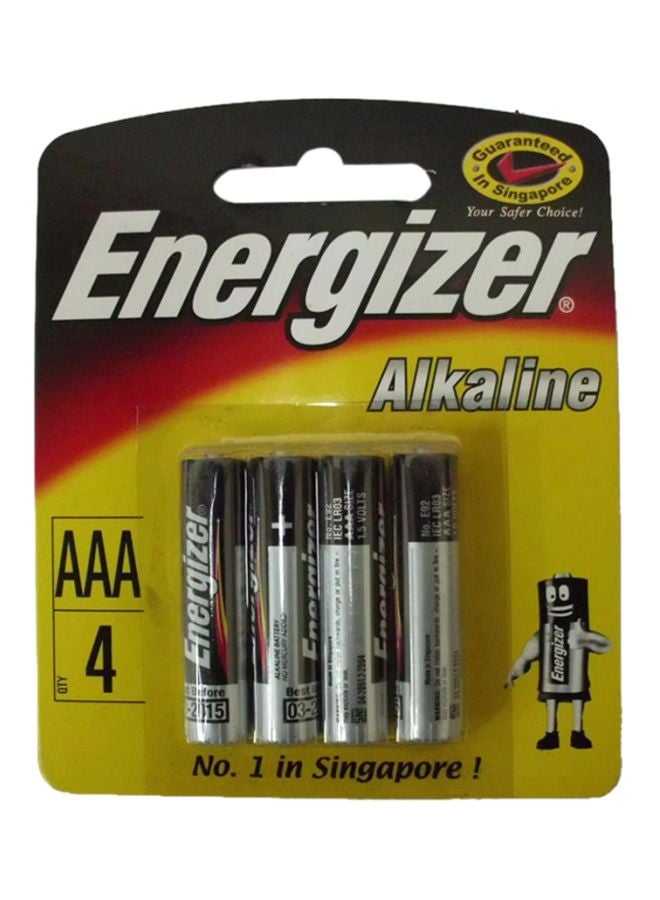 إنرجايزر عبوة من 4 بطاريات 1.5 فولت بحجم AAA طراز ماكس أسود/ فضي
