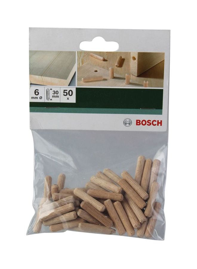 BOSCH 50-Piece Dowel Pin Set Beige 6x30mm - Image 2